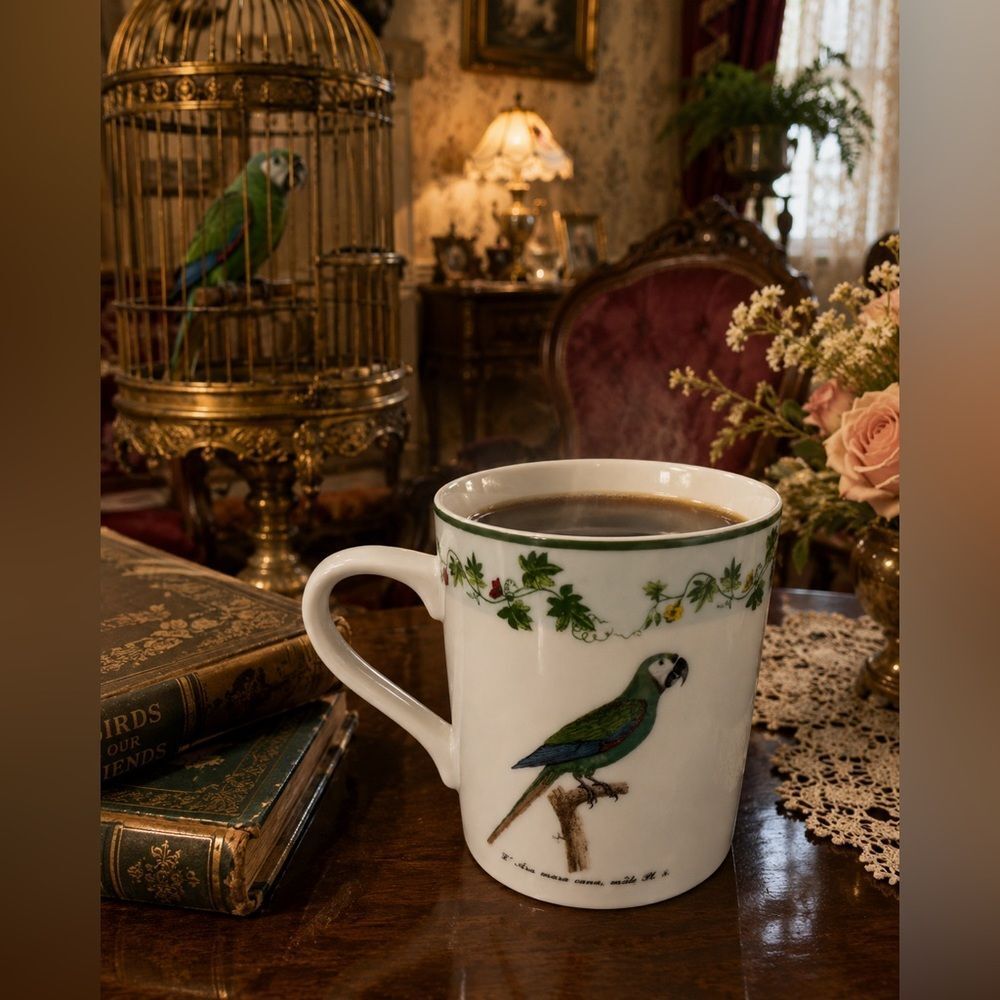(1) Collectible Coffee Mug with Parrot Tropical French Bird Monticello Print